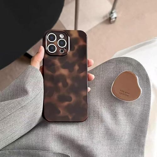 XQAGU Cute Phone Case for iPhone 16 Pro Max Case Amber Leopard Full Camera Protective Slim Shockproof Aesthetic-Brown Amber thumbnail 2