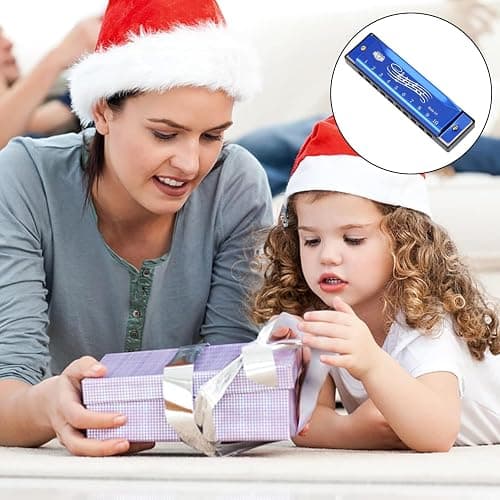 2 Pcs Harmonica Kids,10 Hole 20 Tone Diatonic Mouth,Premium Titanium Mouth Organ,Durable Kids Harmonica,Organ in C for Christmas,Festive Gifts,Party Games,Beginners(Rose Red, Blue) thumbnail 3