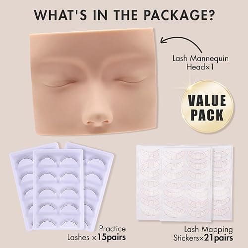 Embagol Lash Extension Practice Kit, Eyelash Extension Training Kit for Beginners, Professional Eyelash Mannequin Head Set with Practice Lashes Lash Supplies thumbnail 7