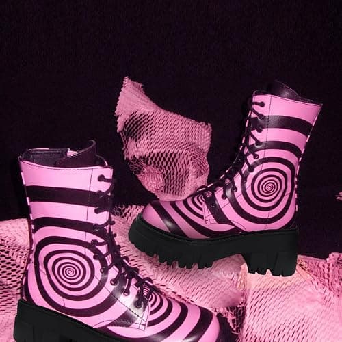 driceic Women's Combat Boot Zebra Platform Ankle Adjustable Lace-Up Vamp Inside Zipper Fashion Party Boots thumbnail 6