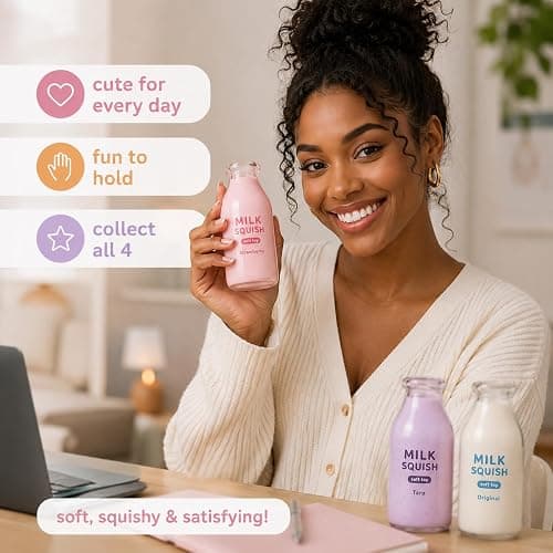 Milk Bottle Shaped Squishy Toy，Pink Milk | Soft elastic material thumbnail 5