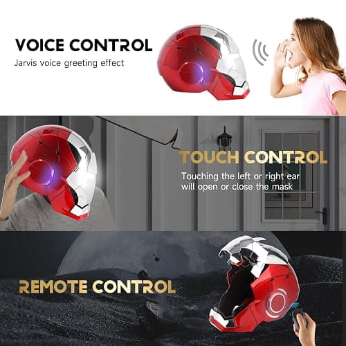 Iron-Man MK 5 Wearable Electronic Helmet with Voice & Remote Control, LED Eyes & Sound Effects - Perfect Superhero Cosplay, Movie Prop, and Collectible for Adults - Ideal Gift for Halloween，Christmas thumbnail 2