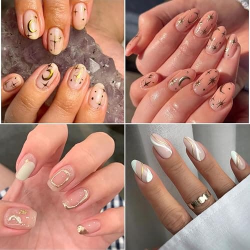 30 Sheets Gold Nail Art Stickers 3D Self-Adhesive Nail Decals Gold Line Star Nail Stickers for Acrylic Nails Gold Leaf Diamond Nail Supplies for Women thumbnail 5