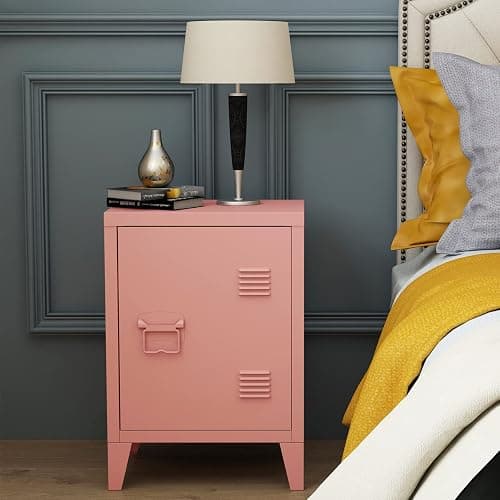 MIOCASA Metal Nightstand Modern End Side Table Steel Bedside Storage Cabinet with Shelf Easy Assembly for Living Room Bedroom thumbnail 5