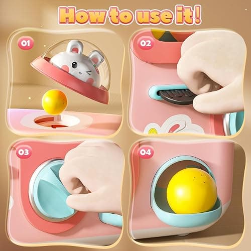 Skirfy Vending Machine Kids Toys Mini Claw Machine 12 Erasers Operated Gumball Prize Machine Maker Arcade Game Claw Machine Game Sensory Toys Dolls Gifts（Pink） - Pink thumbnail 3