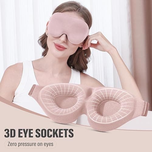 YIVIEW Sleep Mask for Side Sleeper, Complete Light Blocking 3D Pink Sleeping Eye Mask, Soft Breathable Eye Cover for Women Men, Relaxing Zero Pressure Night Blindfold thumbnail 4