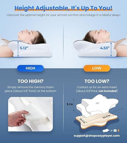 Ultra Pain Relief Cooling Pillow for Neck Support, Adjustable Cervical Pillow Cozy Sleeping, Odorless Ergonomic Contour Memory Foam Pillows, Orthopedic Bed Pillow for Side Back Stomach Sleeper thumbnail 4