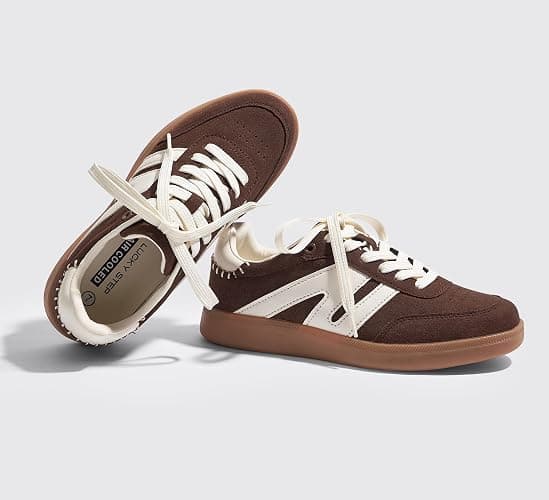 LUCKY STEP Women Classic Retro Gum Sole Fashion Sneakers Casual Tennis Skate Shoe Genuine Leather Walking Footwear Anti Slip Trainers thumbnail 5