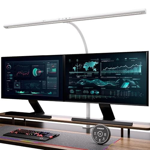 EYOCEAN Schreibtischlampe LED mit Gestensteuerung & Fernbedienung, 24W 80CM Klemmbare Schreibtischlampen, Dimmbare Einstellbare Farbtemperaturen Monitor Lampe, Tageslichtlampe für Heimbüro, Weiß thumbnail 2