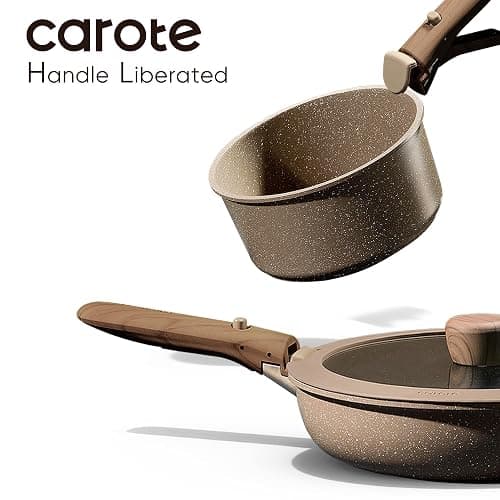 CAROTE 17PCS Pots and Pans Set Non Stick with Detachable Handle, Nonstick Cookware Sets, Cooking Kitchen Set, Oven/Dishwasher Safe, Induction Cookware, Brown, RV Kitchen Pot and Pan thumbnail 7