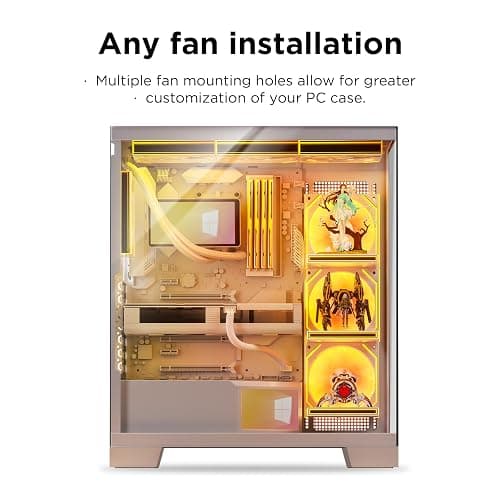 Jungle Leopard PC Case ARGB Square Figurine Shelf, Figure Stand, Infinity Mirror Design Floating PC Shelf for Figure - 120mm Fan Accessories-White thumbnail 5