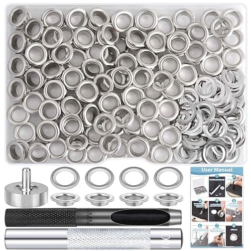 120 Sets Grommet Tool Kit 1/4 Inch, Cridoz 1/4 Grommet Eyelets Kit with Setting Tools and Storage Box for Fabric, Tarps, Curtains thumbnail 4