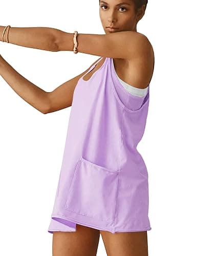 VIUTIL Womens Athletic Dress Built in Shorts Hot Shot Mini Dress Spaghetti Straps Tennis Workout 2026 Summer Romper Dress thumbnail 4
