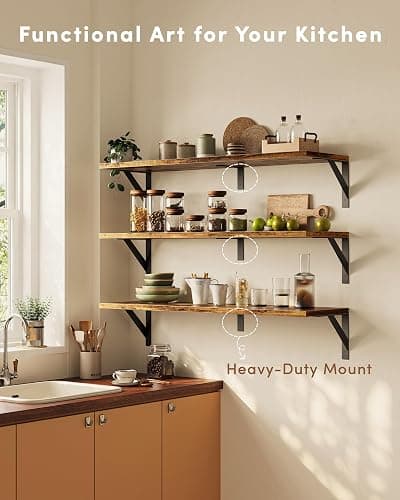 VMROF Long Wall Shelves, 36 Inches Floating Book Shelves, Hanging Book Shelves for Wall, Long Large Deep Floating Shelves for Kitchen Bedroom thumbnail 3