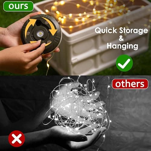 2Pack Camping String Lights, 4-in-1 Quick Storage Camp Light, 8Mode 32.8FT Hanging Tent Lights, Rechargeable Camp Lamp As Camping Essentials Gear, Waterproof LED Lantern for Hiking Travel Patio Party thumbnail 5