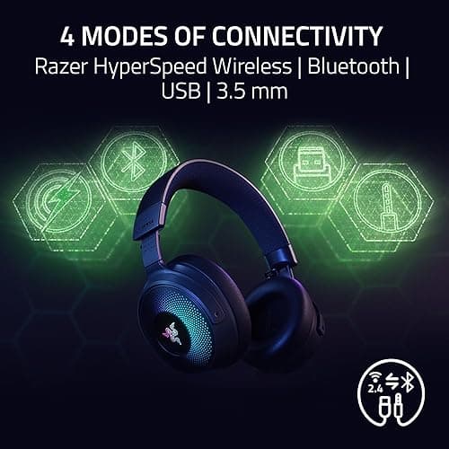 Razer Kraken V4 Pro Wireless Gaming Headset: OLED Control Hub - HD Haptics - 2.4GHz Wireless - Bluetooth - USB - 3.5 mm - Super Wideband Mic - For PC, Mac, PS5, Nintendo Switch, Steam Deck, Smartphone thumbnail 7