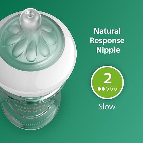 Philips Avent Natural Glass Baby Bottles with Natural Response Nipples (Slow Flow, Flow 2), 4oz, 4-Pack, SCY910/04 thumbnail 7