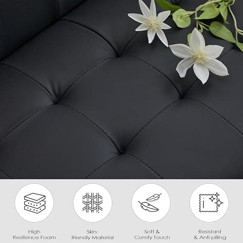 TYBOATLE Accent Chair Set of 2 Living Room Chairs Cozy Tufted Mid Century Modern Black Accent Chairs with Arms for Bedroom Comfy Reading Arm Chair Small Chairs for Small Spaces Office(2, Black) - 30.9inch-2 - Black thumbnail 6