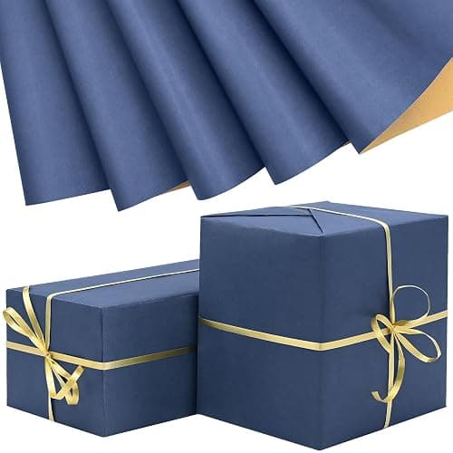 Blue Wrapping Paper 50 * 70cm, 5Pcs Kraft Wrapping Paper for Birthday Father's Day Christmas Wedding Gift Decoration - Image 1