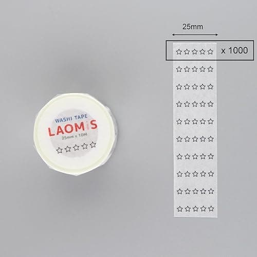 LAOMIS Japanese 5 Star Review Rating Tracker Writable Washi Tape / 25mm x 10M / 1000 Stickers thumbnail 4