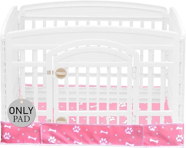 Dog Playpen Bottom Pad fit 36" x 36“ Puppy Playpen(Fence NOT Included),Reusable Pet Training Pads Dog Crate Pad,Waterproof Pet Pads,Whelping Pads,Puppies/Small Dogs,Hoop and Loop Design,Pink Bottom - Image 1