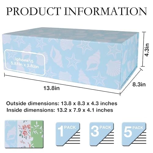 LFBOX Blue Ocean Theme Gift Box with Magnetic Lids 1 Pack | Large Bridesmaid Proposal Boxes 13.8x8.3x4.4 in, Rectangle Wedding Decorative Storage Box thumbnail 2