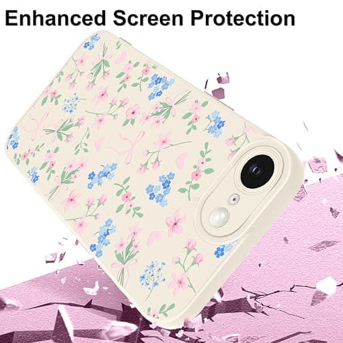 LEOMAKRON Case for iPhone 16 E,Cute Flower Pink Bow Heart for Women Girls,Soft Shockproof Aesthetic Protective TPU Bumper Floral Phone Case,White thumbnail 4