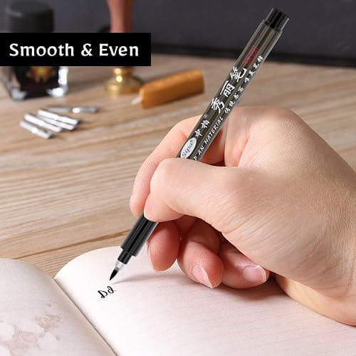 Rilanmit Calligraphy Pens Set for Beginners, Hand Lettering Pens Brush Drawing Markers Kits Chinese Japenese Pens Black Ink for Journaling, Writing, Art Drawing, 3 Size(Pack of 6) thumbnail 2