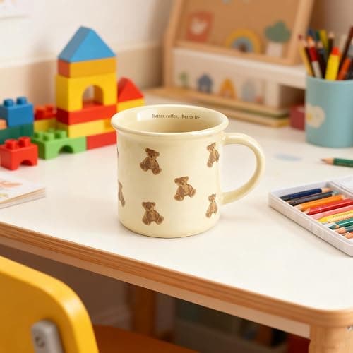 FableKnot Vintage Teddy Bear Small Coffee Mug-10oz-Cute Novelty Ceramic Cup for Women, Cute Coffee Cups, Tea or Milk.Gift for Teachers, Kids, Office or New Year thumbnail 5