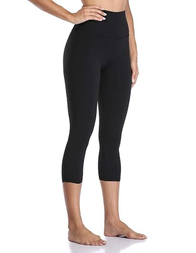 YUNOGA Women's Buttery Soft 21" Inseam Yoga Pants, High Waisted Tummy Control Workout Running Capri Leggings thumbnail 3