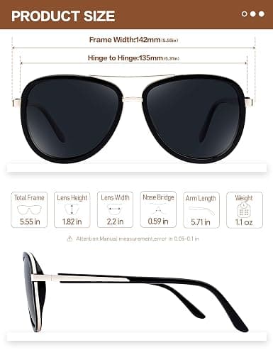 BIRCEN Polarized Sunglasses for Women UV - Protection Womens Retro Mirrored Shades with Acetate Frame BC2001 thumbnail 4