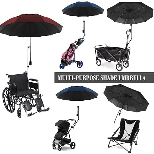 HOBVO UPF 50+ Golf Umbrella with Adjustable Universal Clamp, Portable Umbrellas for Rain, Manual Open & Close, for Beach Chair, Golf Cart, Stroller, Bleacher, Patio thumbnail 5