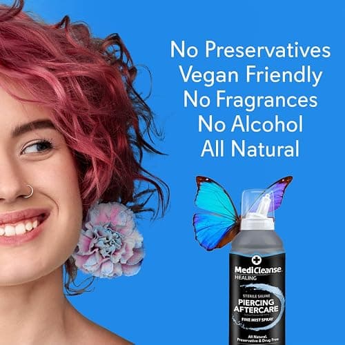 MediCleanse Sterile Saline Piercing Aftercare Fine Mist Spray 7.5 Oz | Promotes Healing For All Body Piercings & Tattoos, All Natural, Preservative Free, No Alcohol, Vegan Friendly, Made in USA thumbnail 5