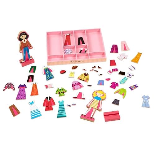 Melissa & Doug Abby and Emma Magnetic Wooden Dress-Up Dolls Play Set (55+ Pieces), Magnetic Dolls, Pretend Play & Preschool Toys for Kids 3+ thumbnail 4