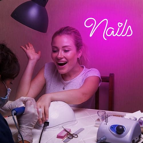 MinIeoh Nails Neon Sign, Nails LED Sign, Nail Salon Decor Open Welcome Signage Business Store Light, Nail Room Decor Beauty Salon Wall Decor Light Aesthetic Room Makeup Nail Studio thumbnail 7