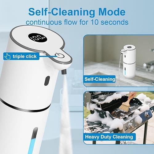 OHIFAST Automatic Foaming Soap Dispenser Touchless, USB Rechargeable Smart Hand Soap Dispenser, 6-Level Adjustable, 12.8oz/380mL Wall Mounted for Bathroom Kitchen Dish Soap-White thumbnail 5