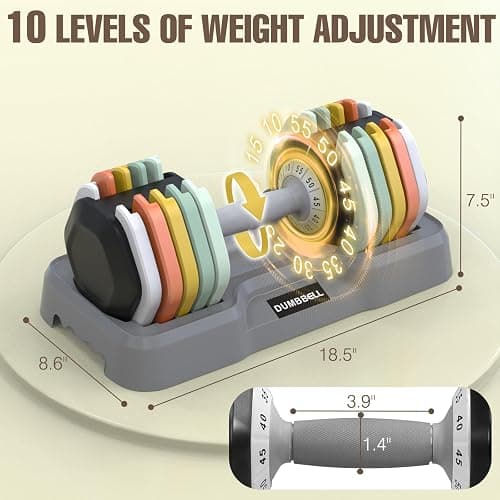 HYPATA 25/55 lbs Pair Adjustable Dumbbell Set, Adjust Dumbbell Weight for Exercises Pair Dumbbells for Men and Women in Home thumbnail 5