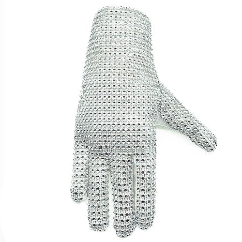 Rhinestone Glove Silver Sequin Dance Gloves Classic Role Player Punk Glove thumbnail 2