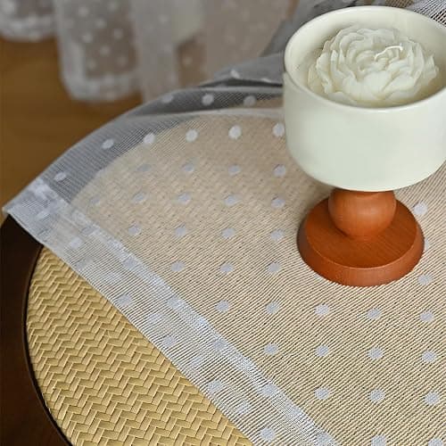 1PC 135 * 230cm One-Size Sheer Polka Dot Curtains with Scalloped Edge, White, Rod Pocket Window Curtain Panels Small Polka Dot Star Sheer Curtains with Rod Pocket thumbnail 9