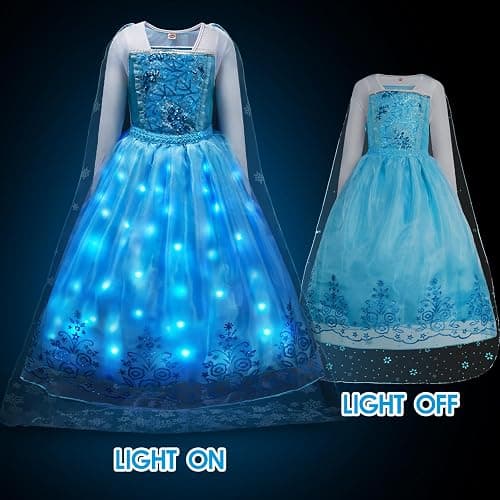 Davvew Princess Dresses for Girls Light Up Princess Costume for Christmas Halloween Toddler Princess Dress Up Clothes thumbnail 3