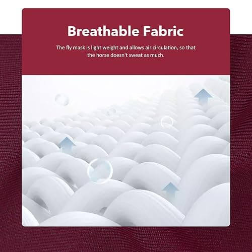 Harrison Howard Super Comfort Stretchy Fly Mask Large Eye Space with UV Protection Soft on Skin with Breathability Fly Mask Burgundy M thumbnail 4
