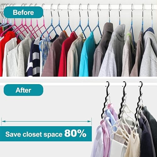 Closet Organizers and Storage,Upgraded Organization and Storage Clothes Hanger,12 Pack College Dorm Room Essentials,Sturdy Closet Organizer Home Essentials Space Saving Hangers for Thick Clothe thumbnail 4
