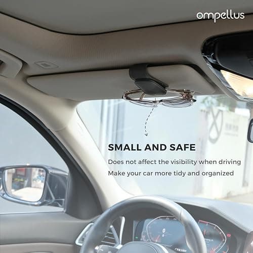 Ompellus Magnetic Leather Sunglass Holder, Eyeglass Hanger Clip for Car Sun Visor, Suitable for Different Size Eyeglasses(Black, 1 Pack) thumbnail 7