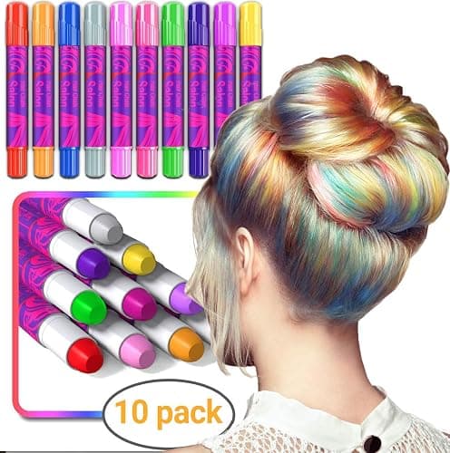 Desire Deluxe Hair Chalk for Girls Makeup Kit of 10 Temporary Colour Pens Gifts, Great Toy for Kids Age 5 6 7 8 9 10 11 12 13 Years Old, "Blue,Green,Grey,Pink,Purple thumbnail 4