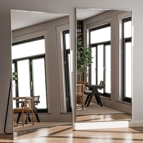 GLSLAND 71"x31" Full Length Mirror Extra Large Hanging or Leaning Rectangle Mirror Aluminum Alloy Thin Frame Bedroom Floor Dressing,Silver thumbnail 6