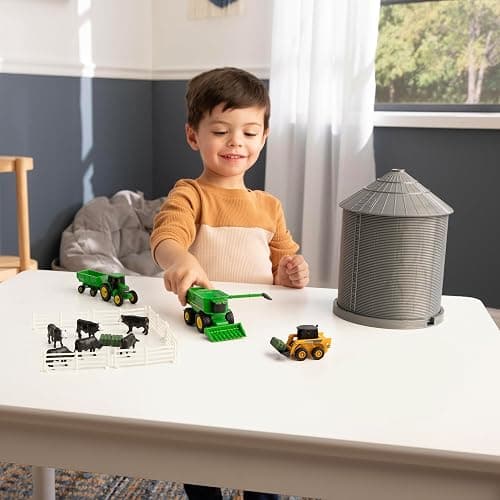 TOMY John Deere Farm Playset with Grain Bin - 1:64 Scale - Includes Grain Bin, John Deere Tractor Toys, Skid Steer, Farm Animal Toys, and Fencing - Ages 3 Years and Up thumbnail 5