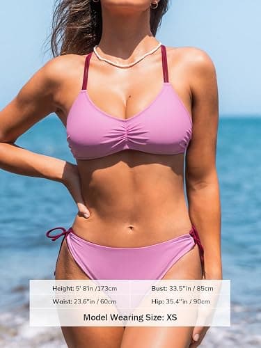 CUPSHE Women's 2 Piece Bikini Set Back Braided Straps with Reversible Bottom thumbnail 5
