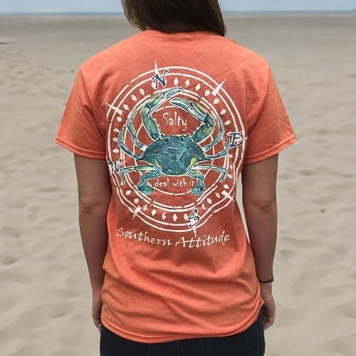 Southern Attitude Salty Deal with It Crab Sunset Orange Short Sleeve T-Shirt thumbnail 3
