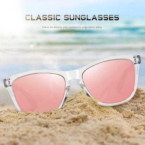 DANAMY Sunglasses Womens Polarized Sunglasses for Women Trendy Designer Mirrored UV400 Protection Sun Glasses - A-leopard+brown+pink thumbnail 6