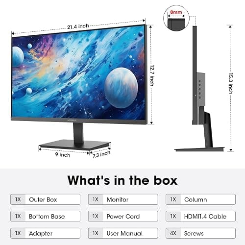 KOORUI 24 inch Computer Monitor, 144Hz IPS FHD (1920 x 1080) 99% sRGB 1000:1,Adaptive Sync,PC Desktop Monitors for Computer,HDMI/VGA Ports,100 x 100 mm VESA Mountable,Eyecare,Black thumbnail 7